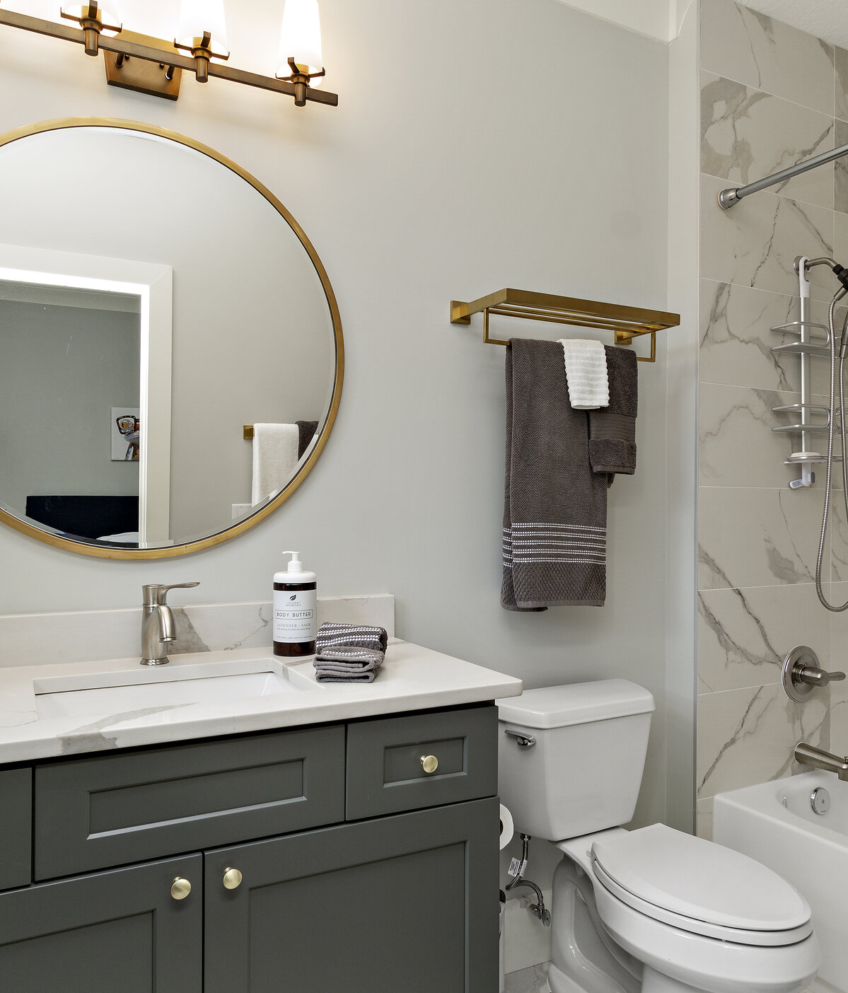 Modern bathroom remodel with walk-in shower